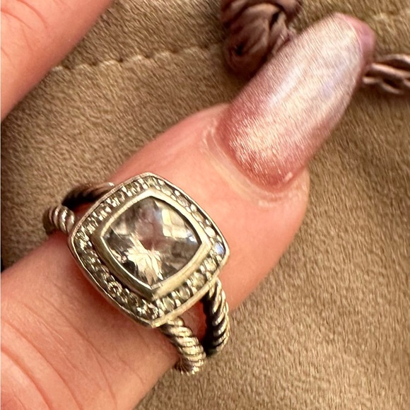 David Yurman Petite Albion Morganite & Diamond Ring, Size 6 - Picture 3 of 12